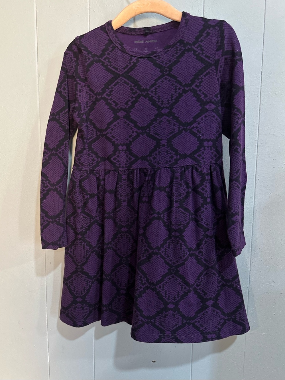 Mini Rodini Purple Snake-Print Long Sleeve Dress
